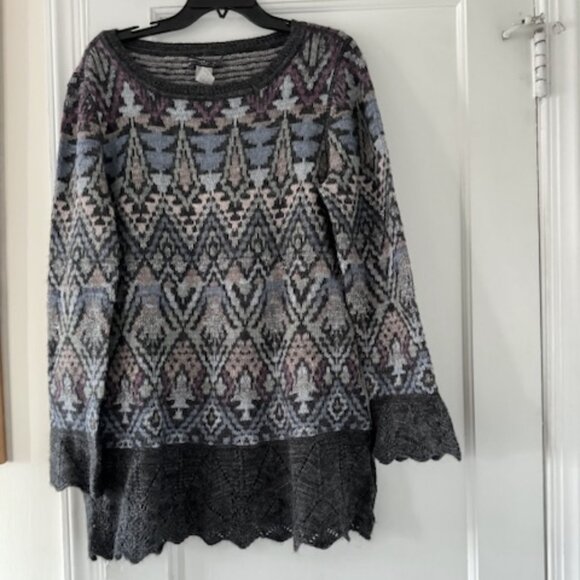 Peruvian Connection Alpaca Wool Blend  Fair Isle Sweater Cottagecore Apres Ski - Picture 1 of 9